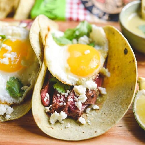 Low carb keto steak and eggs tacos