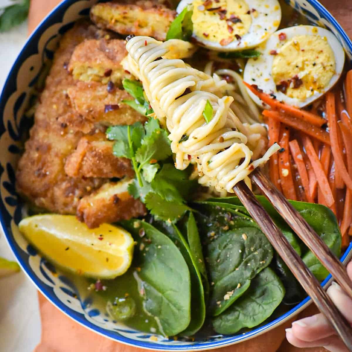 ramen with beer battered fish featured image